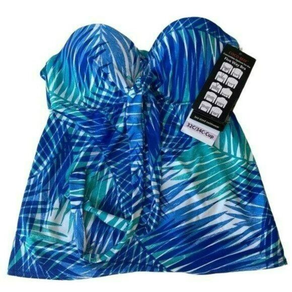 Coco Reef Womens Ocean Blue Five Way Convertible Blue Tankini Top 32C‎ 34C New - Picture 9 of 13